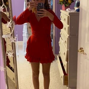 my girl red wrap dress